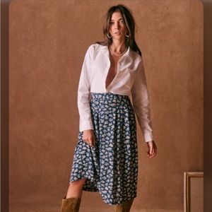 Sezane Blue Floral Skirt
